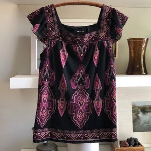 Vintage Y2K Access Purple Black Mesh Square Neck Top Size Medium